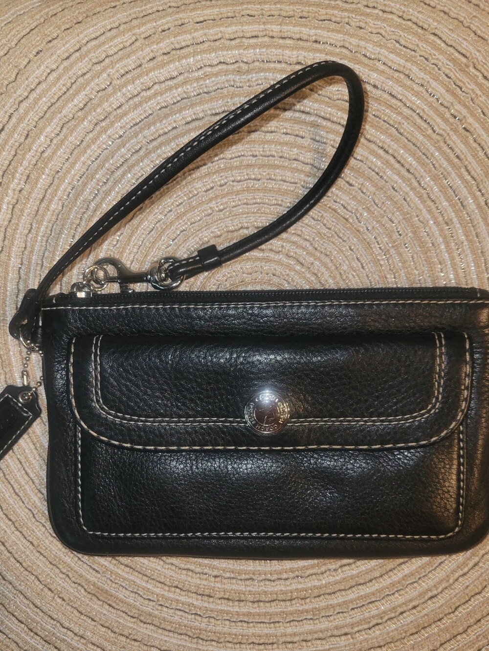Coach Y2K Black Leather Wristlet Clutch with Front Pocket